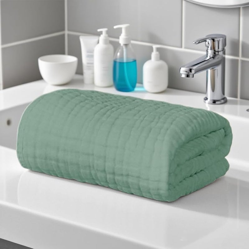 منشفة الأطفال ذات القلنسوة باللون الأخضر الداكن 35 × 35 بوصة، رداء حمام سريع الجفاف للأعمار من 0 إلى 3 سنوات - Image 3